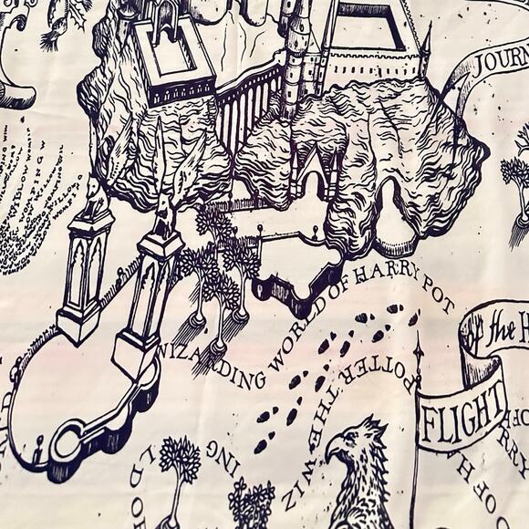 Wizarding World of Harry Potter Map Tapestry Scarf Hogwarts Castle 60X40” Magic - Picture 4 of 11
